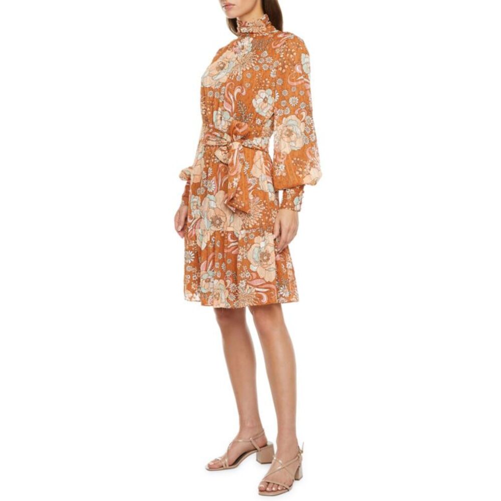 Ryegrass Long Sleeve Brown Floral Dress  - Womens size LARGE - NEW with tags - Picture 2 of 6